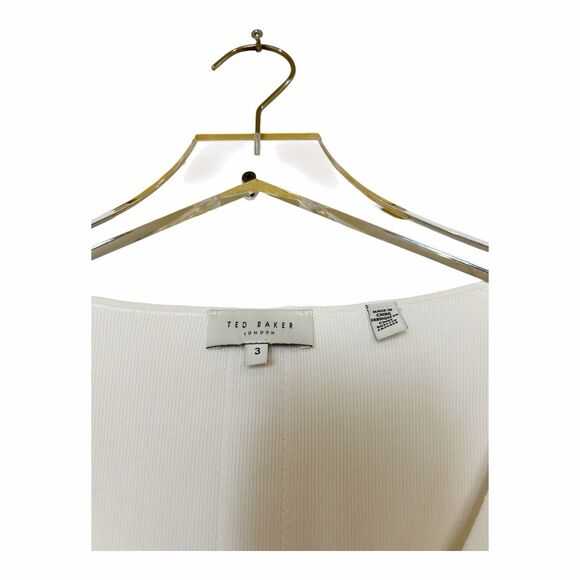 Ted Baker Cileste Fitted V Neck Knit Top Ling Sleeve Sz 8 Ivory - Picture 6 of 8